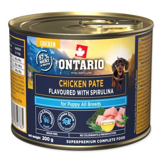 Ontario Puppy piščančja pašteta z okusom spiruline 200 g