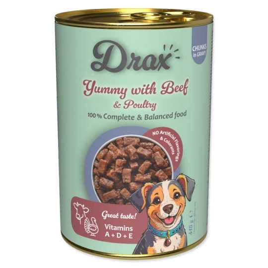 Drax Adult Dog z govedino in piščancem 415g