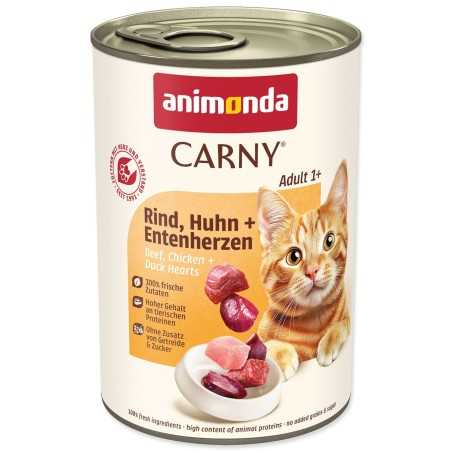 Konzerva Animonda Carny Adult govedina, piščanec in račje srce 400 g