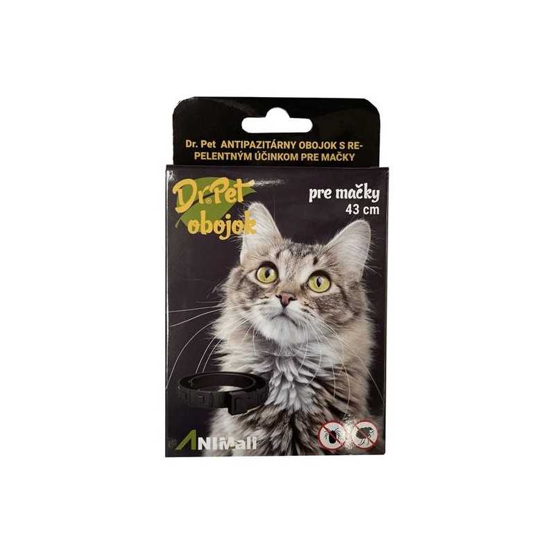 Obojok Dr.Pet pre mačky 43 cm antiparazitárny ČERVENÝ s repelentným účinkom (tick and flea repellent collar for cats)