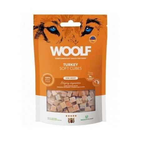 Mehki priboljški za pse Woolf (kockice s puranom), 100 g