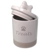 Posoda Dog Fantasy keramična za priboljške, bela z ročajem 13,5×21,5 cm, 1500 ml.