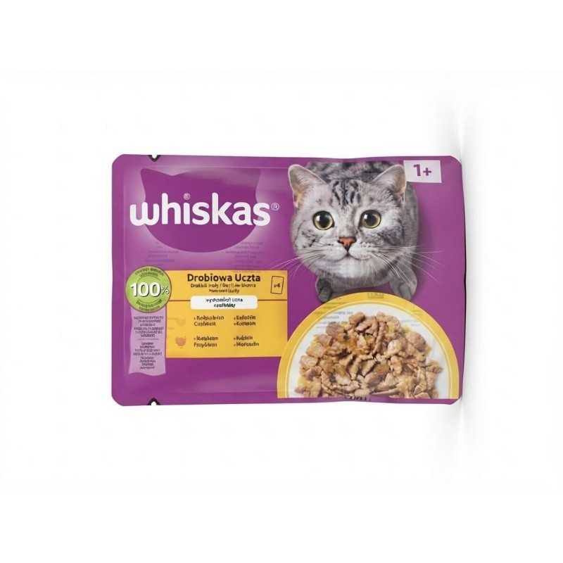 Mars WHISKAS vrečke za mačke – izbor perutnine (piščanec, raca in puran v želeju) 4 x 85 g