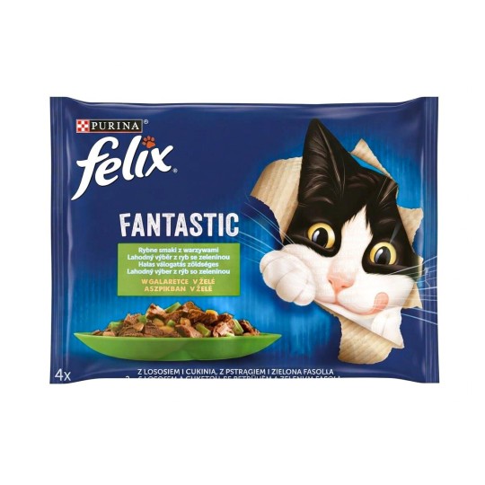Nestlé FELIX Fantastic cat Multipack izbor rib v želeju vrečkica 4x85 g