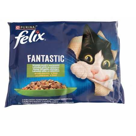 Nestlé FELIX Fantastic cat Multipack piščanec s paradižniki & govedina s korenjem žele vrečka 4x85 g