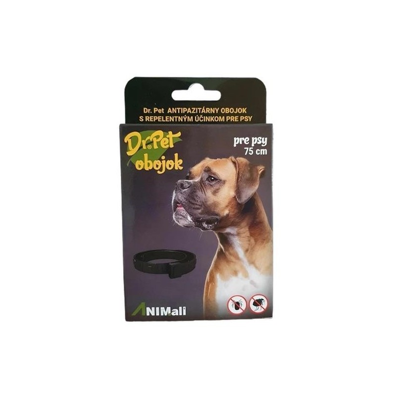 Ovratnica Dr.Pet za pse 75 cm antiparazitna z repelentnim učinkom (repelentna ovratnica proti klopom in bolham za pse)