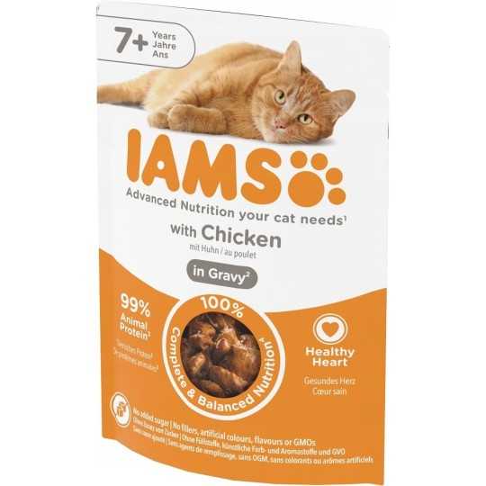 Vrečka IAMS Delights Adult Senior piščanec v omaki 85 g