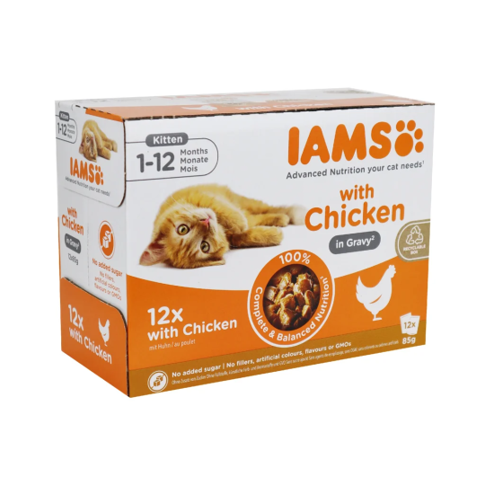 IAMS Delights Kitten piščanec v omaki multipack 12 x 85 g